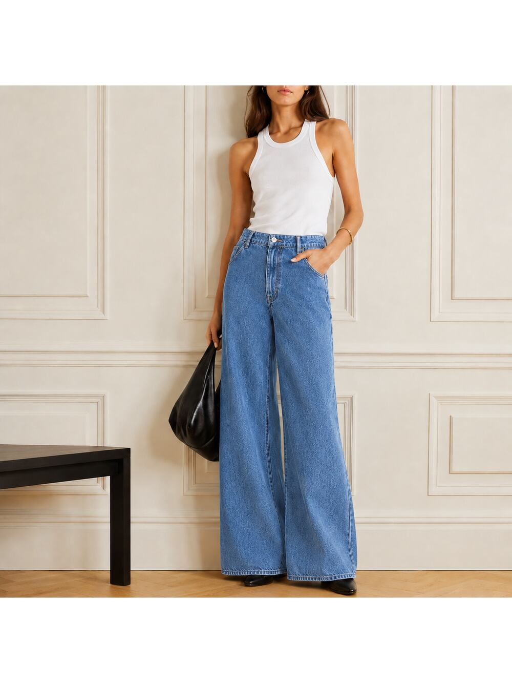 Madewell Wide Sweep Denim Trousers NT510 Womens 28 Blue High-rise Wide Leg - Picture 1 of 11